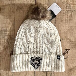 ‘47 Brand Chicago Bears Women’s Meeko Knit Cuffed Beanie Toboggan Pom NFL NWT